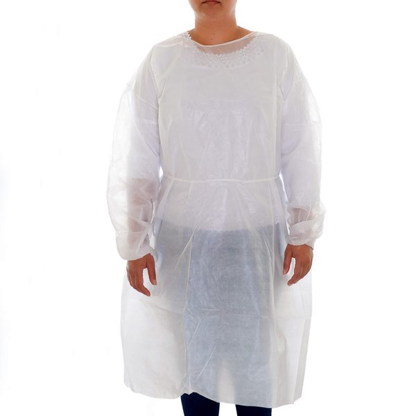 Dealmed Isolation Gowns Poly-Coated Barrier, White, 50/Cs, 50PK 782045